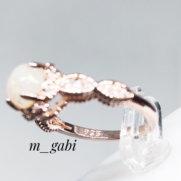 Silver 18K rose gold filled opal ring - Picture 3 of 3